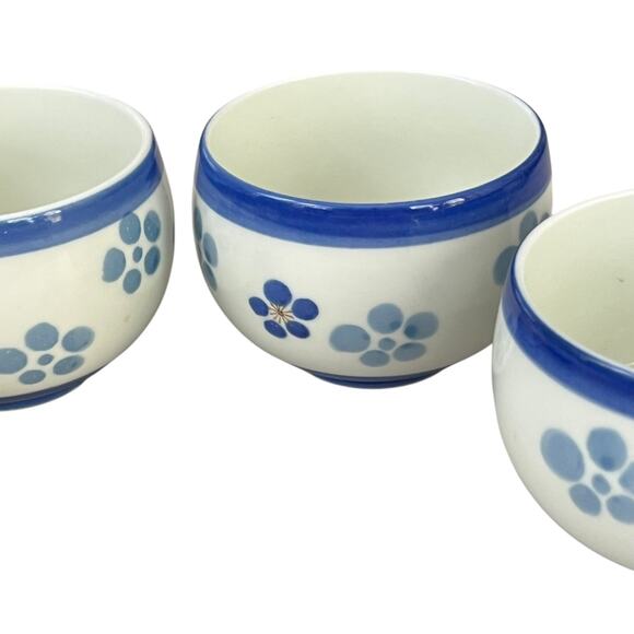 Set of 4 Vintage Japan Koransha Arita Ware Porcelain Teacups Bowls Blue Floral - Picture 5 of 11